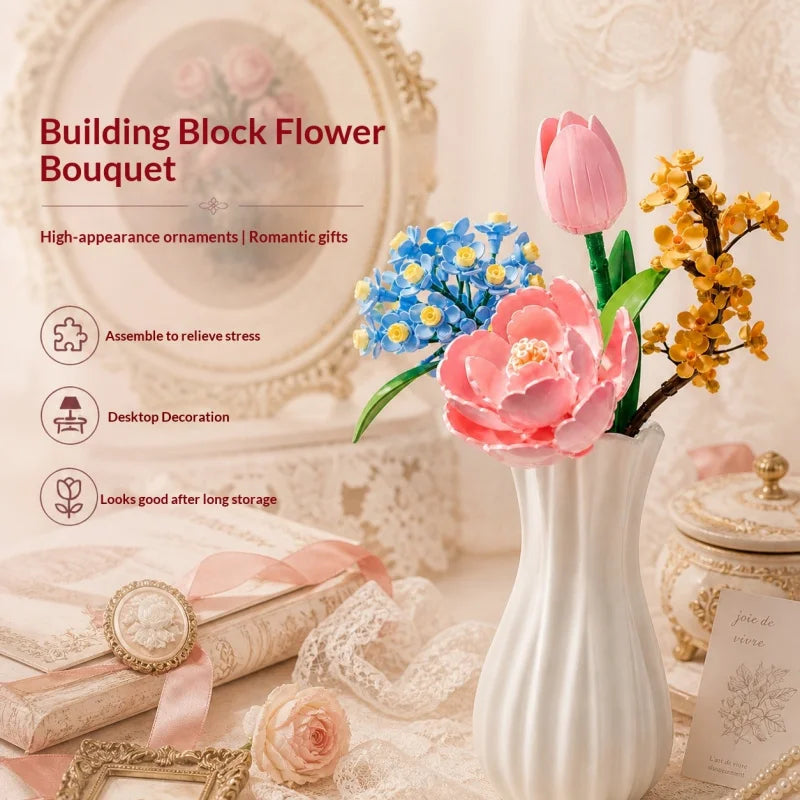 DIY building block flower kit