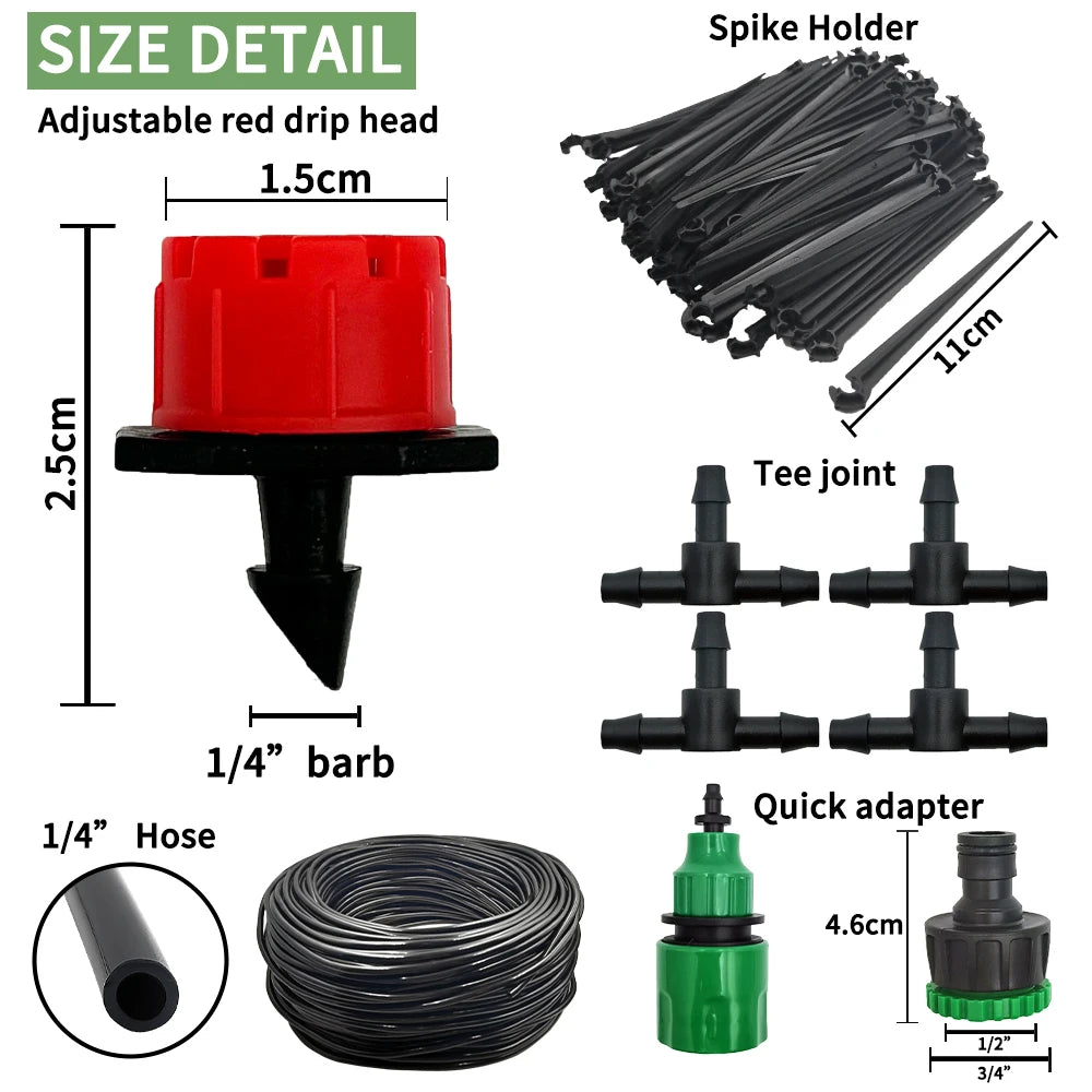 Drip irrigation kit with adjustable drippers
