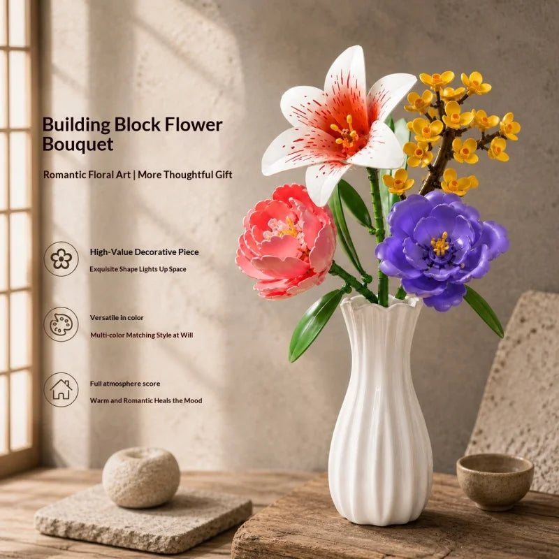 DIY building block flower kit