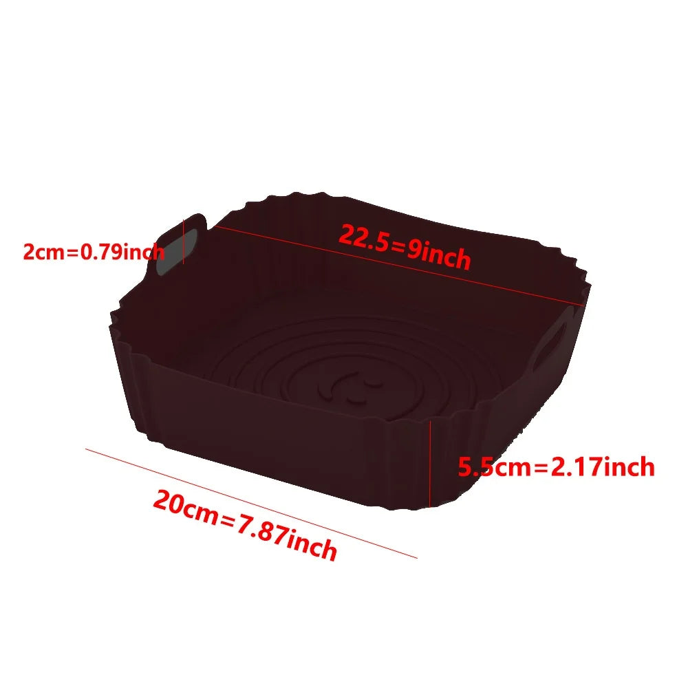 Square silicone air fryer liner in black