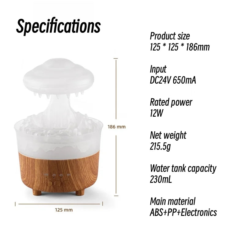Rain Cloud Aroma Diffuser with LED night light