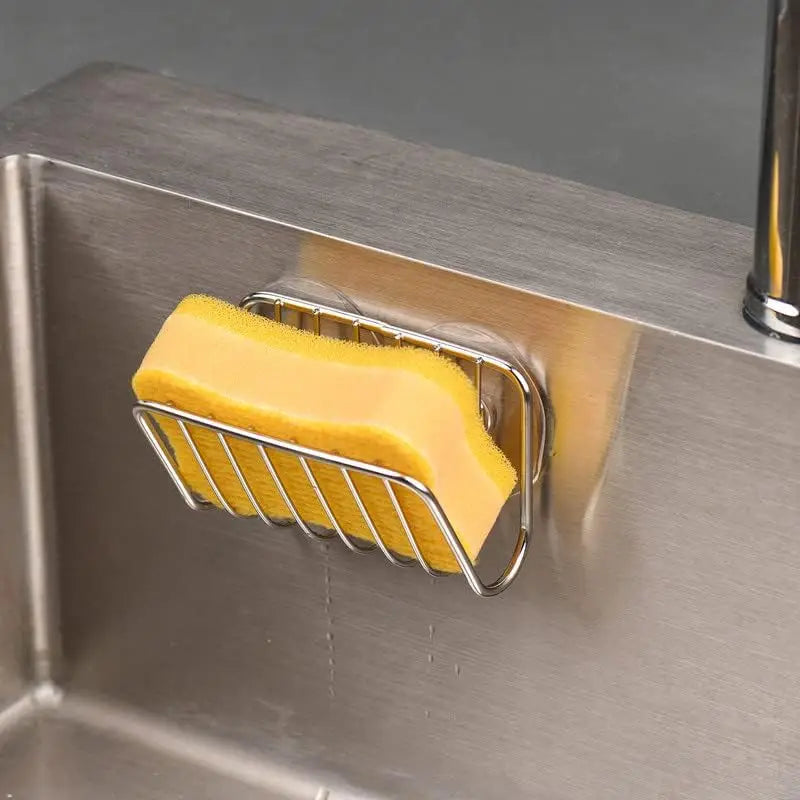 Stainless steel sink sponge holder