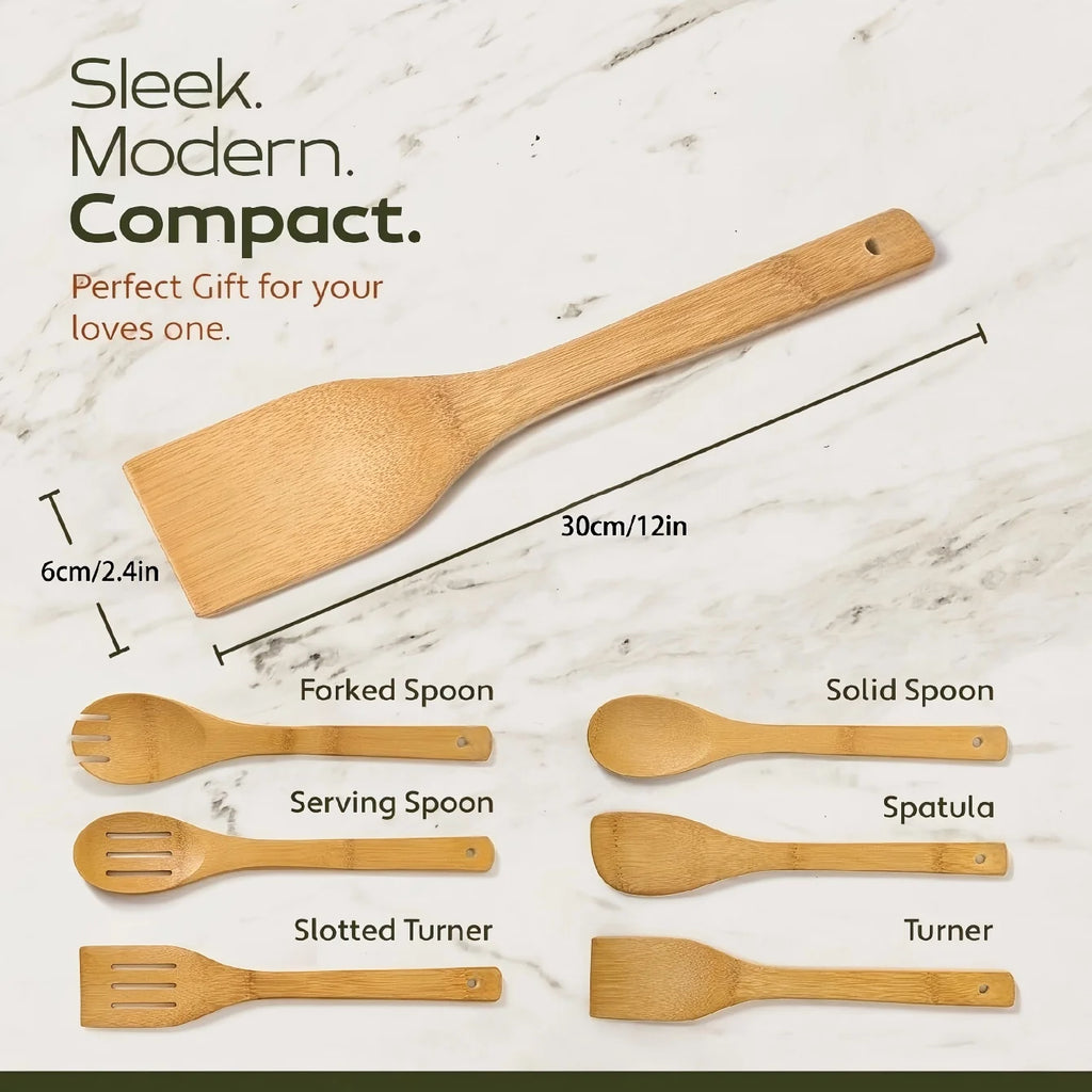 Bamboo kitchen utensil set