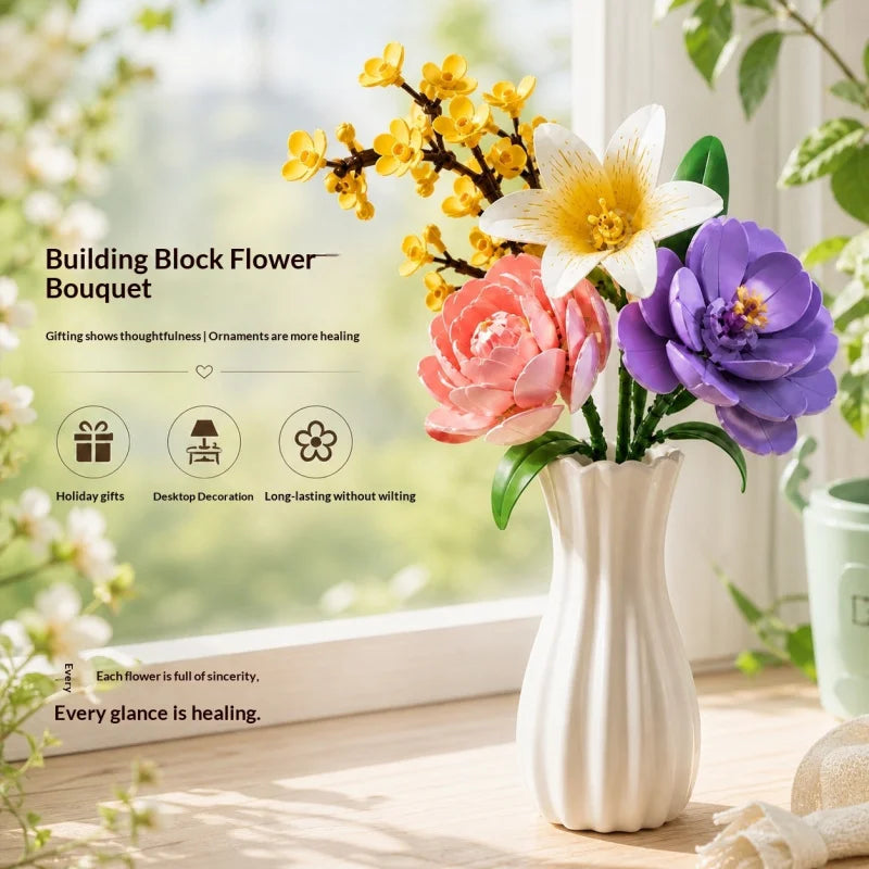 DIY building block flower kit