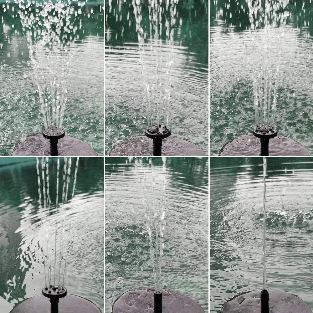 Floating solar fountain pump for bird bath