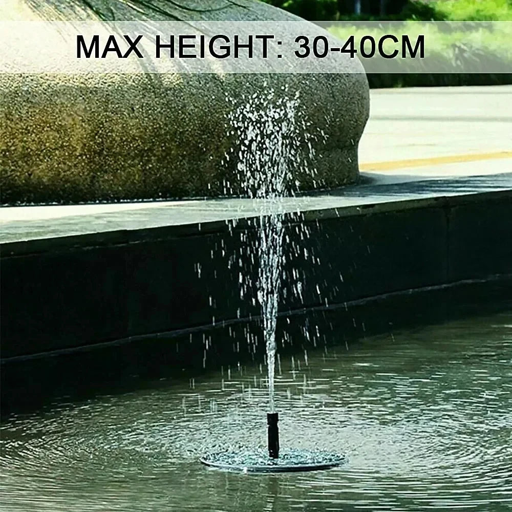 Floating solar fountain pump for bird bath