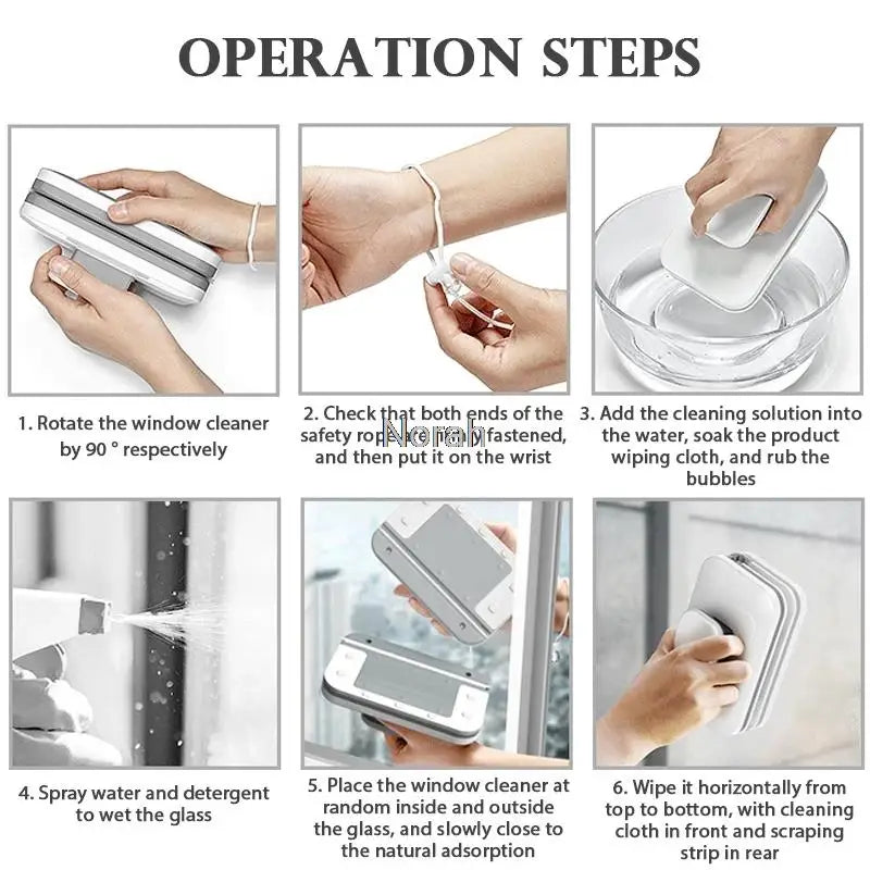 Magnetic Window Cleaner Double-Sided | No-Reach Glass Cleaning Tool for High Windows
