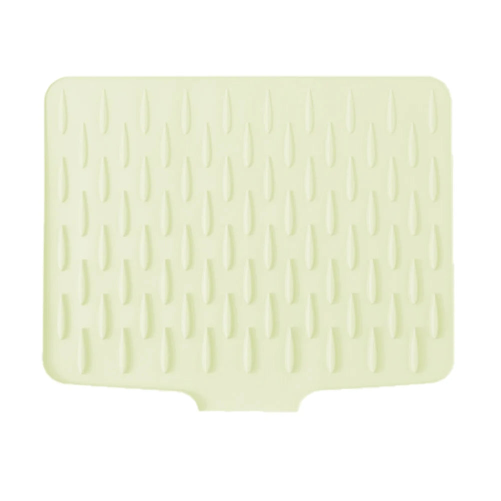 Silicone dish drying mat with tilted draining design