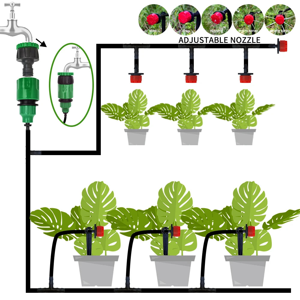 Drip irrigation kit with adjustable drippers