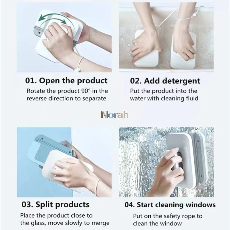 Magnetic Window Cleaner Double-Sided | No-Reach Glass Cleaning Tool for High Windows