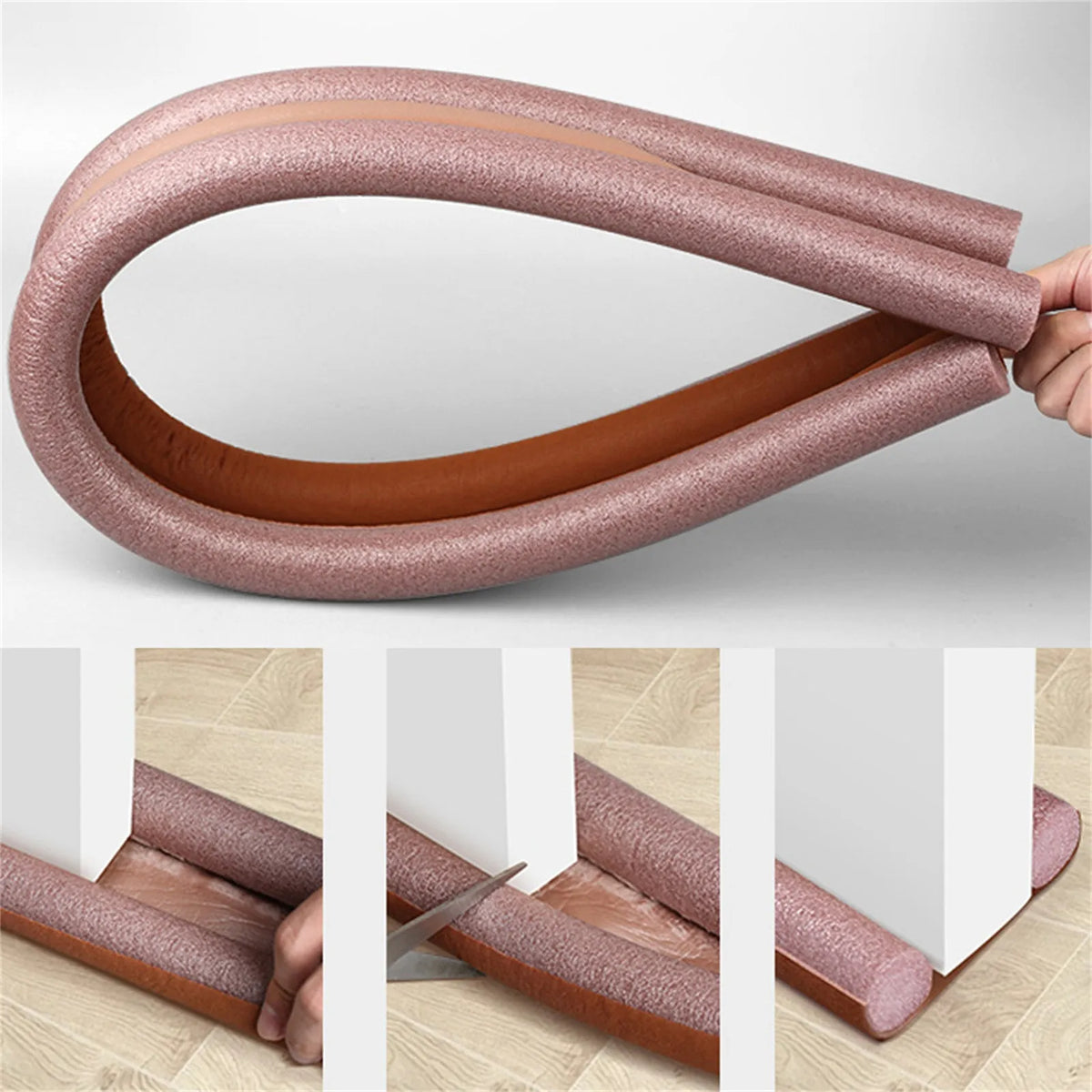 Door draft stopper in brown