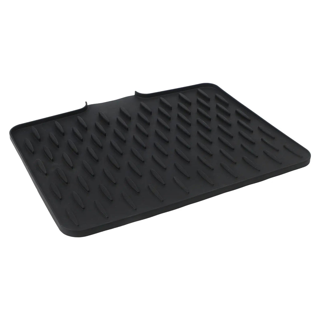Silicone dish drying mat with tilted draining design