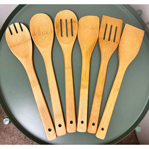 Bamboo kitchen utensil set