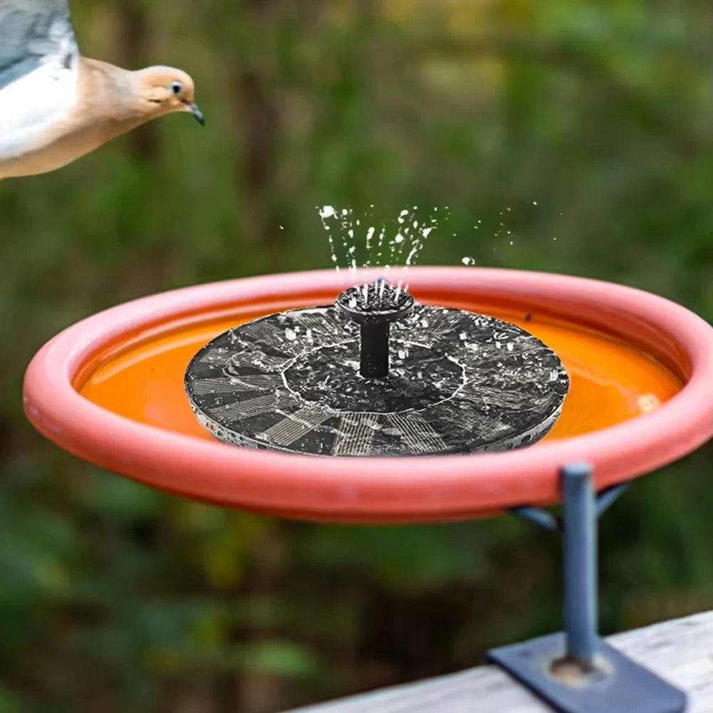 Floating solar fountain pump for bird bath