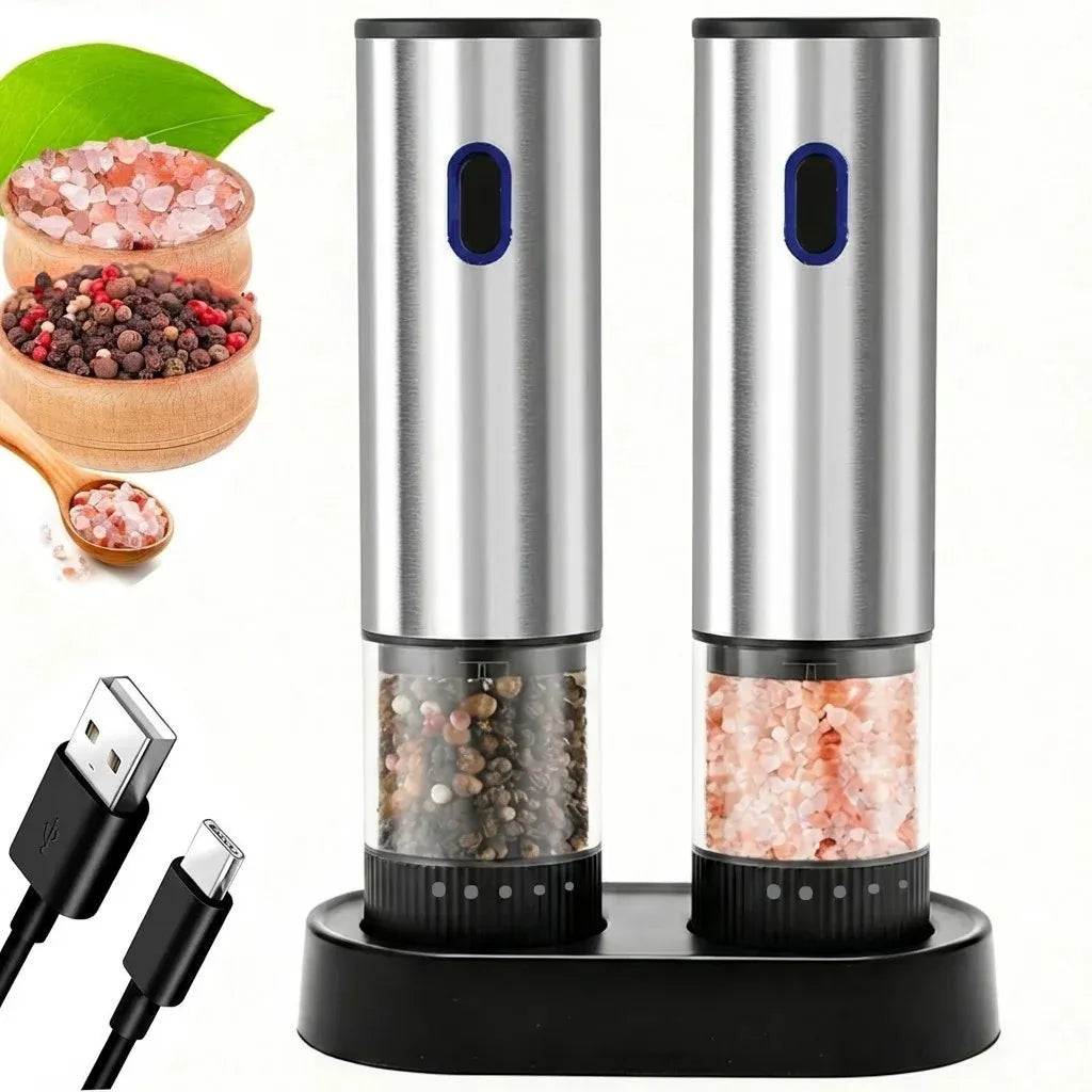 Electric salt and pepper grinder set