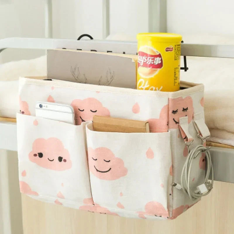 Bedside Caddy Organizer | Hanging Bed Storage Pocket with Hooks