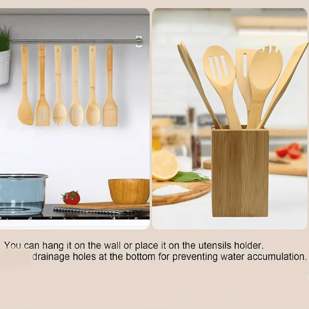 Bamboo kitchen utensil set