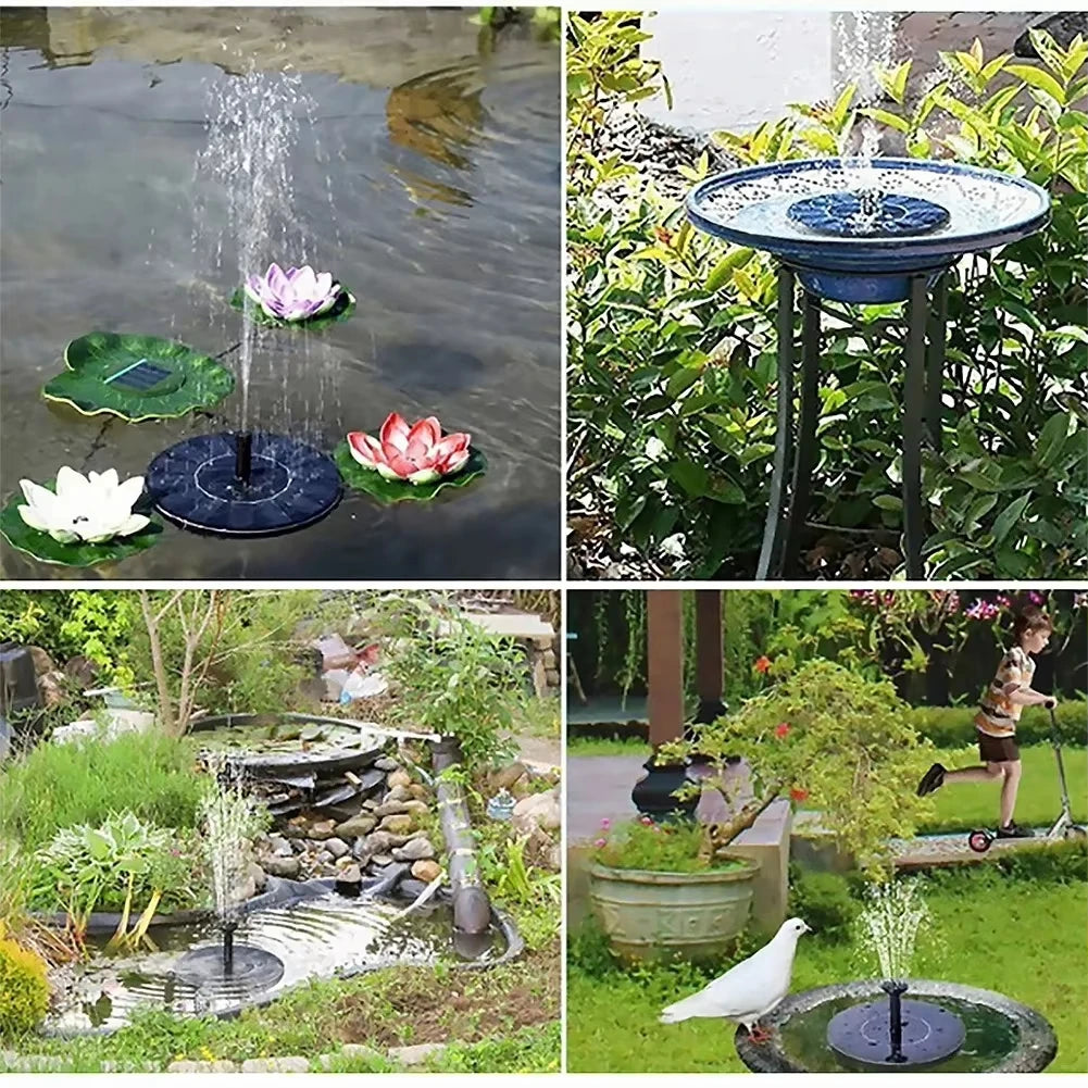 Floating solar fountain pump for bird bath
