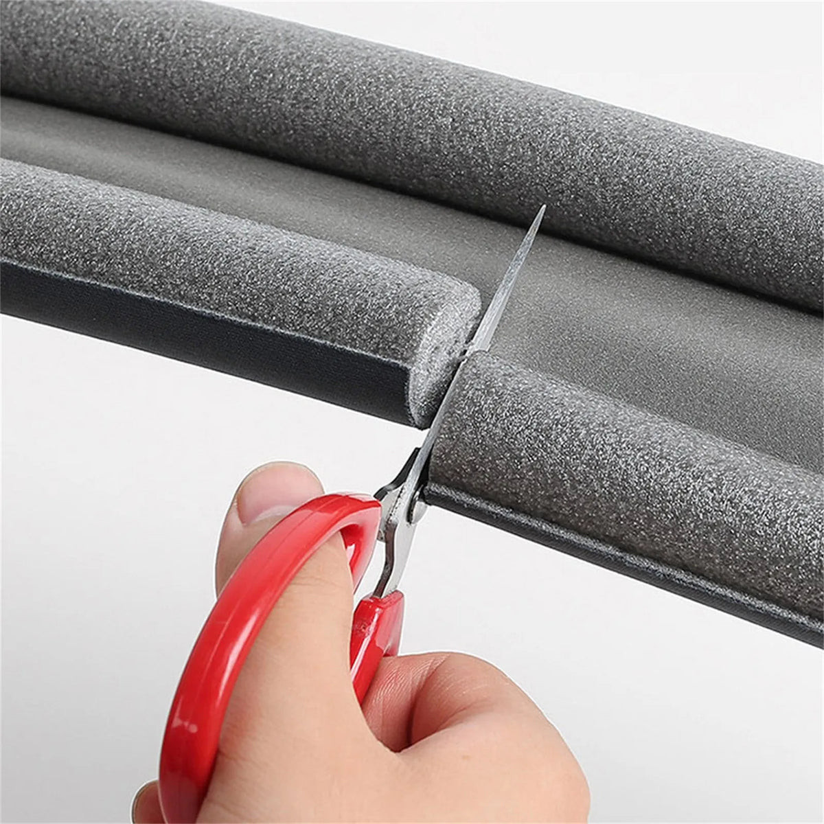 Door draft stopper cut to size with scissors