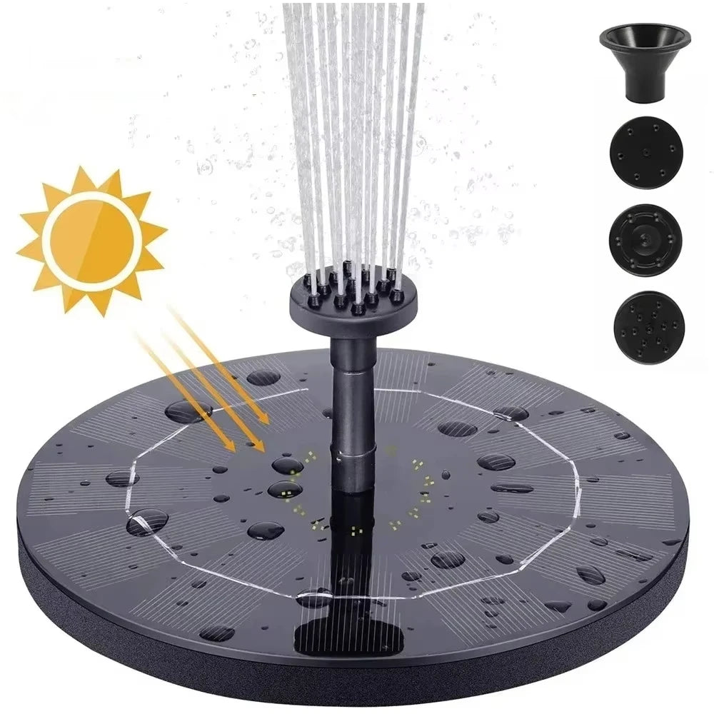 Floating solar fountain pump for bird bath