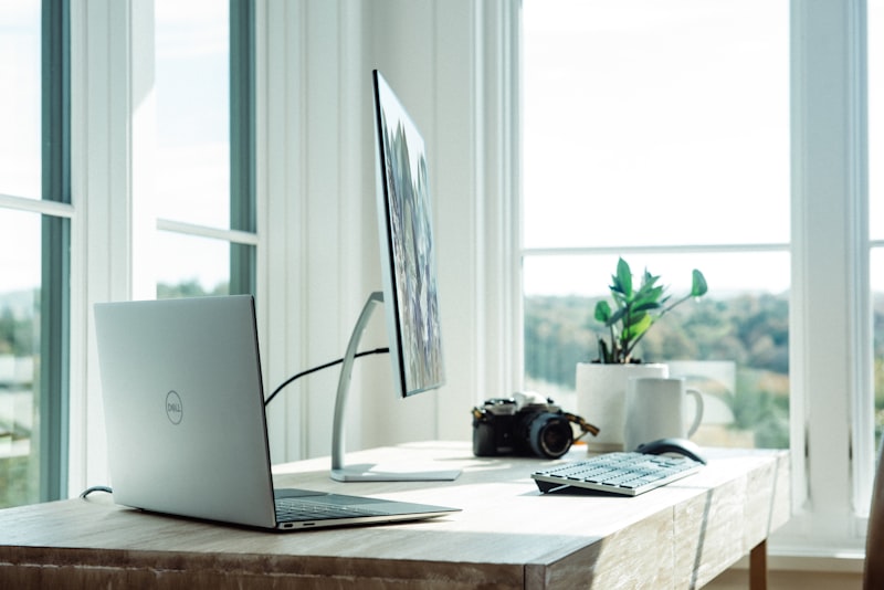 Laptop desk setup USB hub charging station